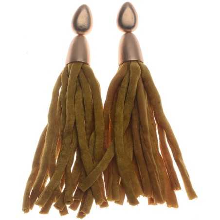 FABRIC TUBES FRINGE HANGING EARRINGS