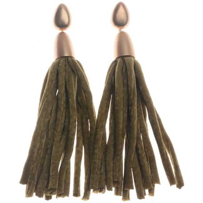 FABRIC TUBES FRINGE HANGING EARRINGS