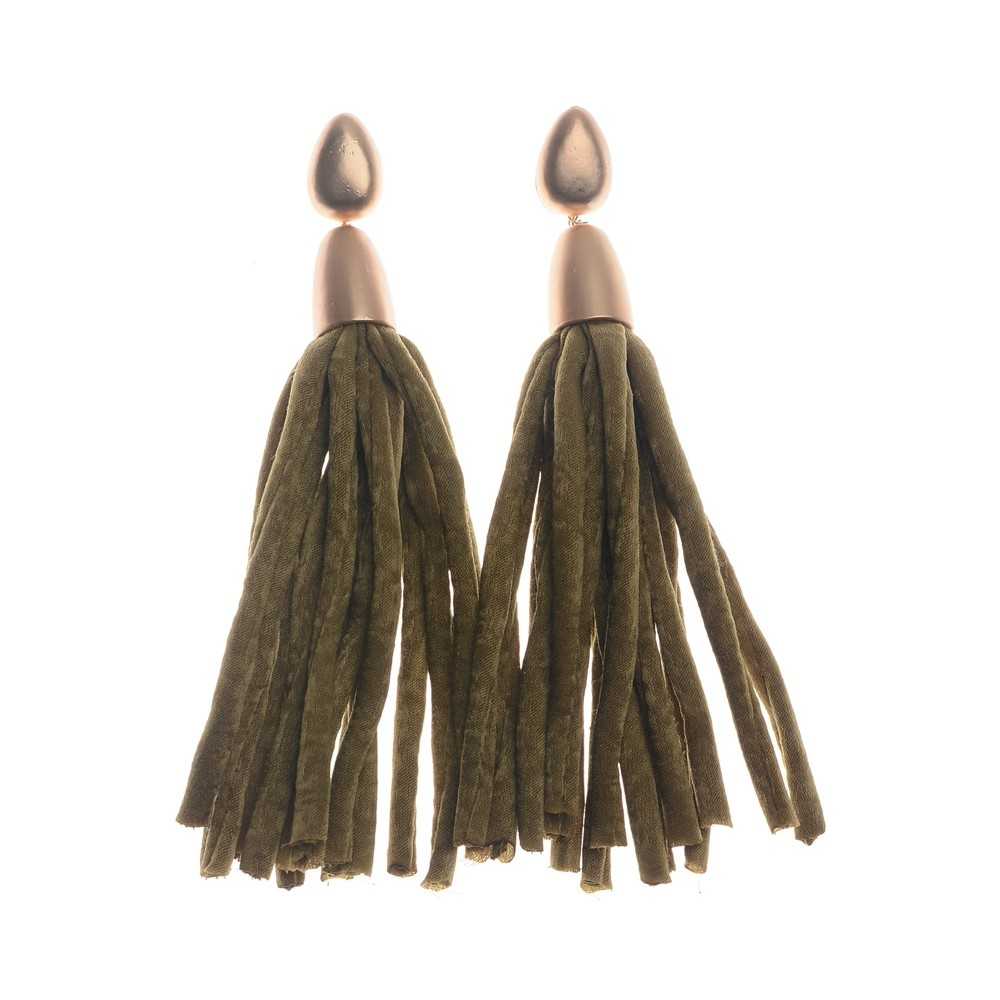 FABRIC TUBES FRINGE HANGING EARRINGS