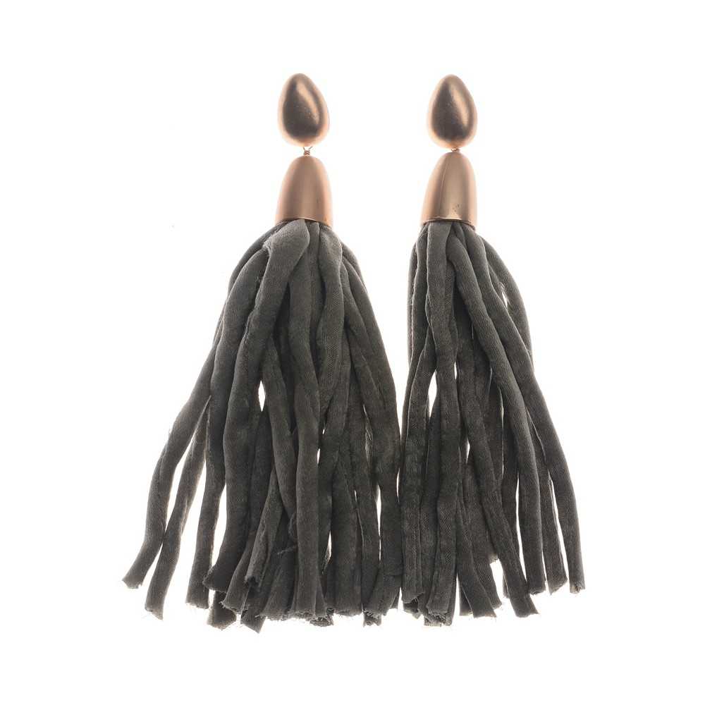 FABRIC TUBES FRINGE HANGING EARRINGS