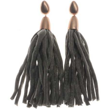 FABRIC TUBES FRINGE HANGING EARRINGS