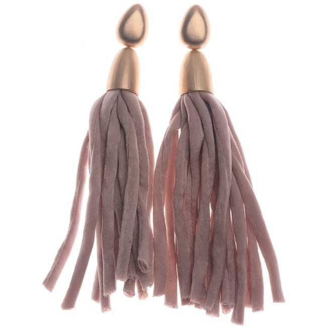 FABRIC TUBES FRINGE HANGING EARRINGS