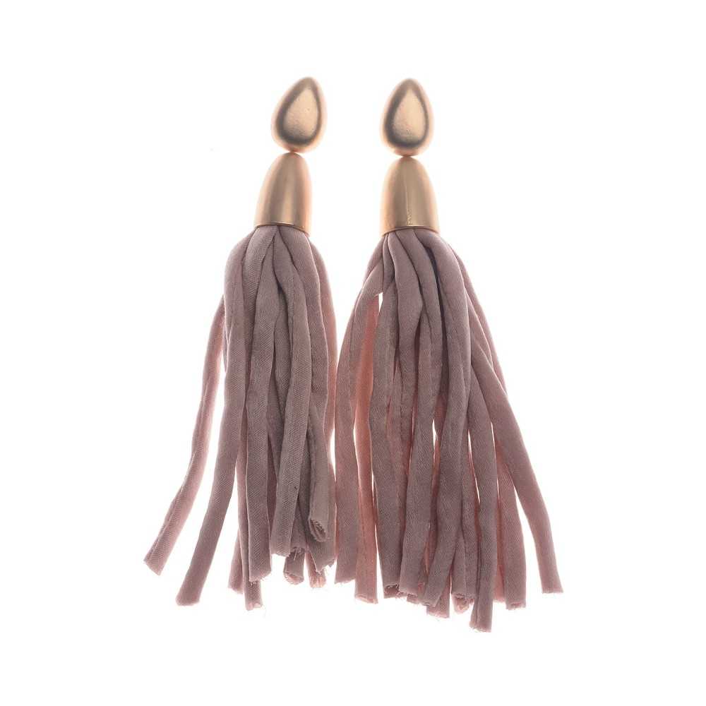 FABRIC TUBES FRINGE HANGING EARRINGS