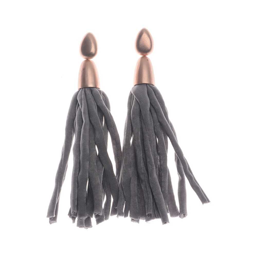 FABRIC TUBES FRINGE HANGING EARRINGS