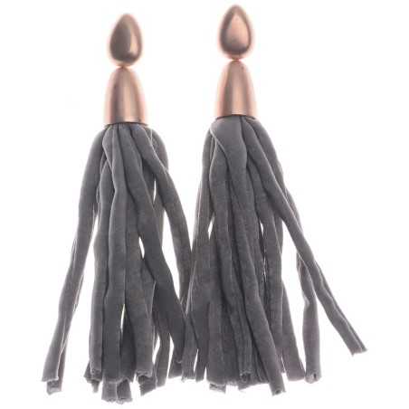 FABRIC TUBES FRINGE HANGING EARRINGS