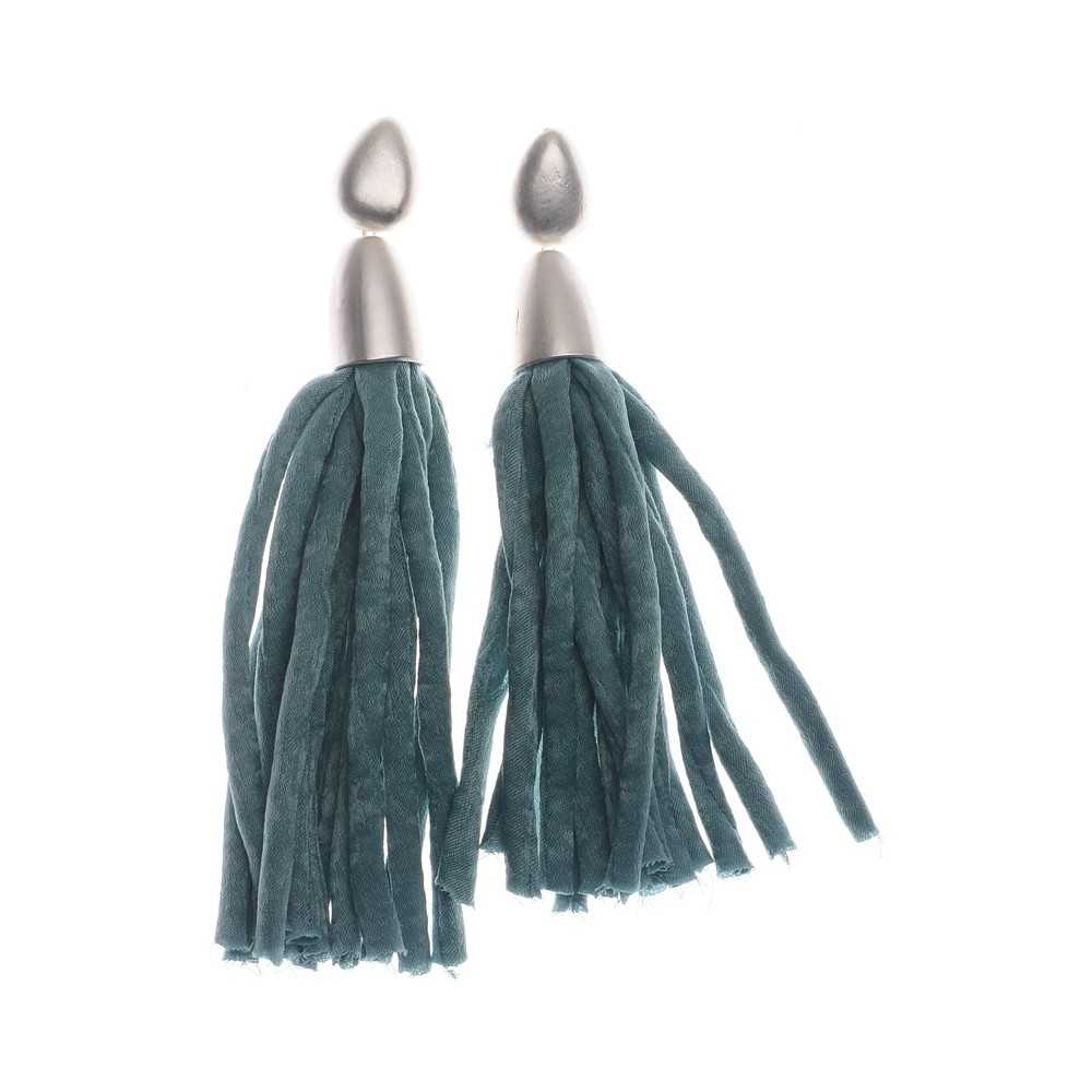 FABRIC TUBES FRINGE HANGING EARRINGS