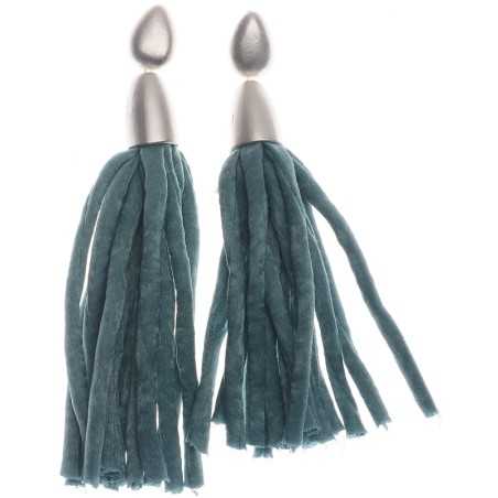 FABRIC TUBES FRINGE HANGING EARRINGS