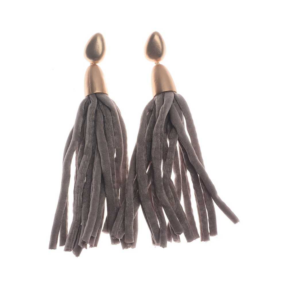 FABRIC TUBES FRINGE HANGING EARRINGS