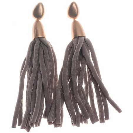 FABRIC TUBES FRINGE HANGING EARRINGS