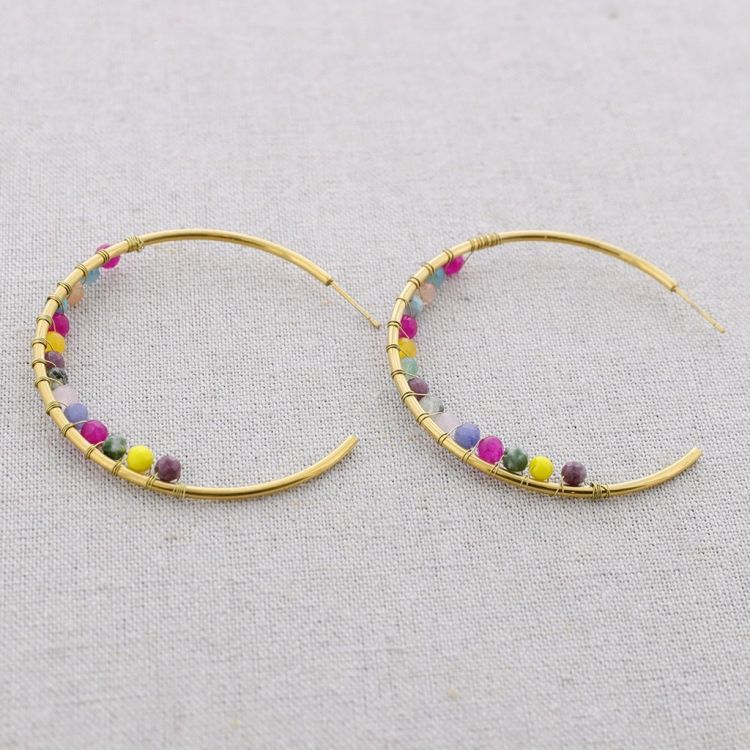 PENDIENTES ACERO ARO COLGANTES CRISTALES FACETADOS