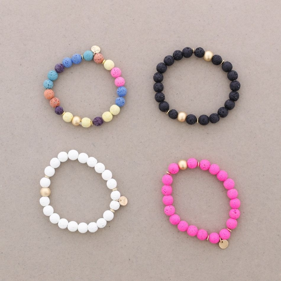 PULSERA ELÁSTICA CUENTAS LAVAS 8MM
