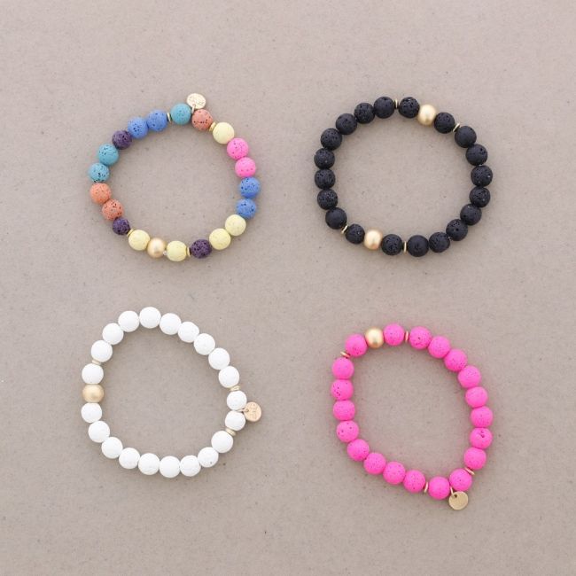 PULSERA ELÁSTICA CUENTAS LAVAS 8MM