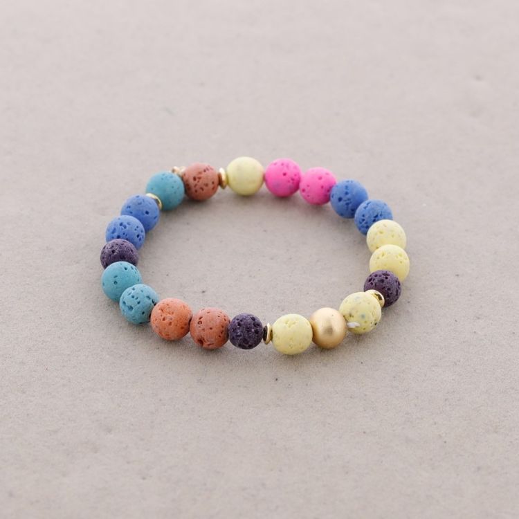 PULSERA ELÁSTICA CUENTAS LAVAS 8MM