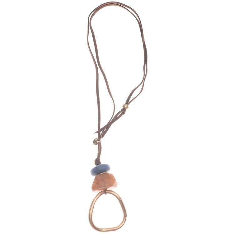 METAL RESIN BEADS PENDANT LONG NECKLACE