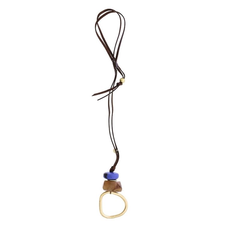 COLLAR LARGO COLGANTE CUENTAS RESINA METAL 2