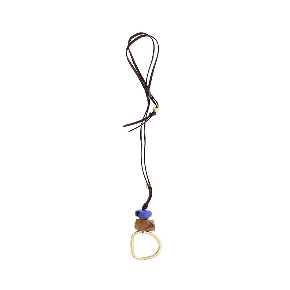COLLAR LARGO COLGANTE CUENTAS RESINA METAL