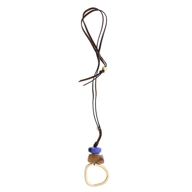 METAL RESIN BEADS PENDANT LONG NECKLACE