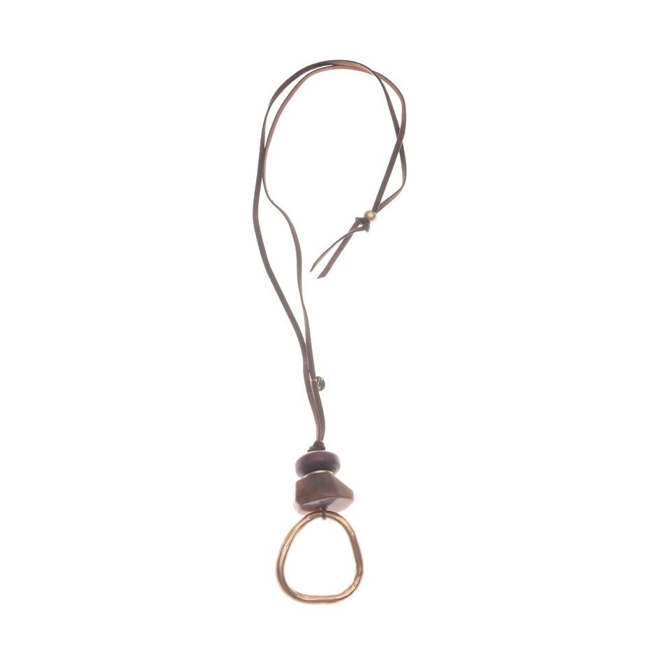 COLLAR LARGO COLGANTE CUENTAS RESINA METAL