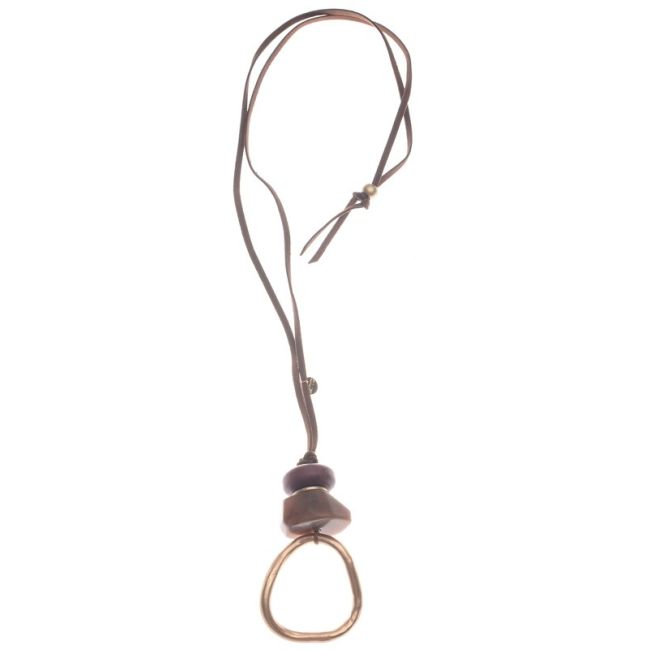 METAL RESIN BEADS PENDANT LONG NECKLACE