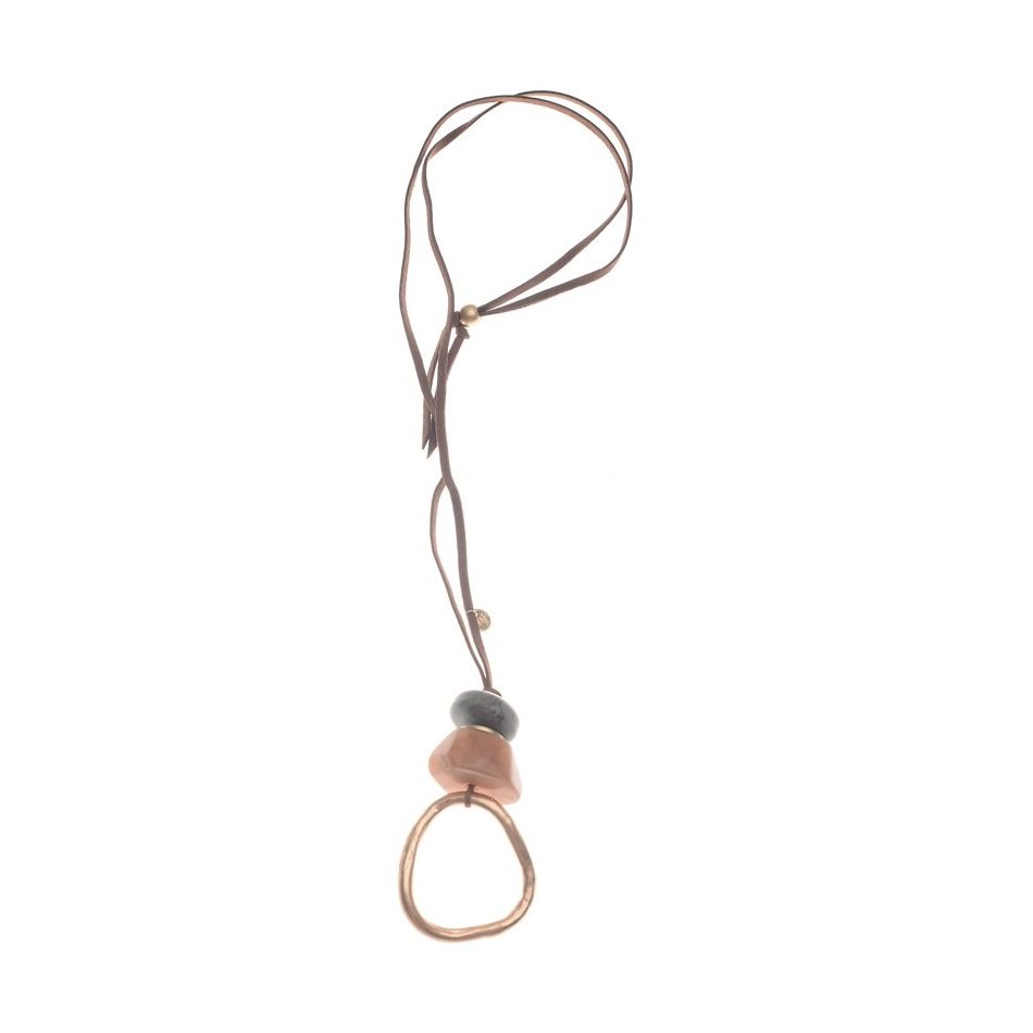 COLLAR LARGO COLGANTE CUENTAS RESINA METAL