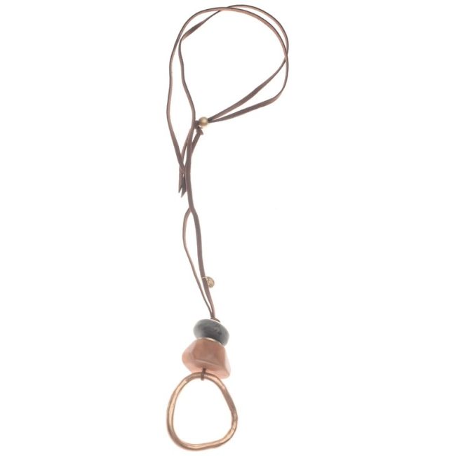 COLLAR LARGO COLGANTE CUENTAS RESINA METAL