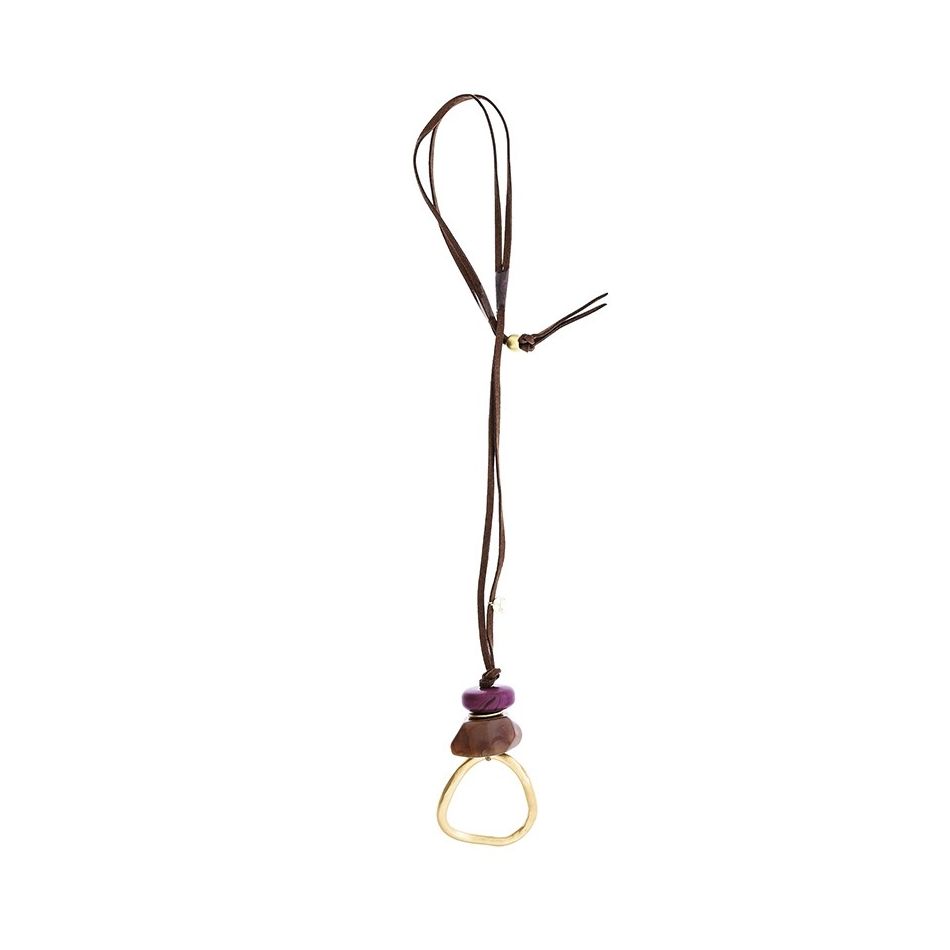 METAL RESIN BEADS PENDANT LONG NECKLACE