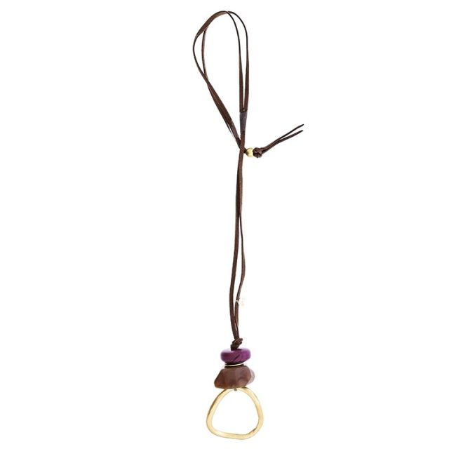 METAL RESIN BEADS PENDANT LONG NECKLACE