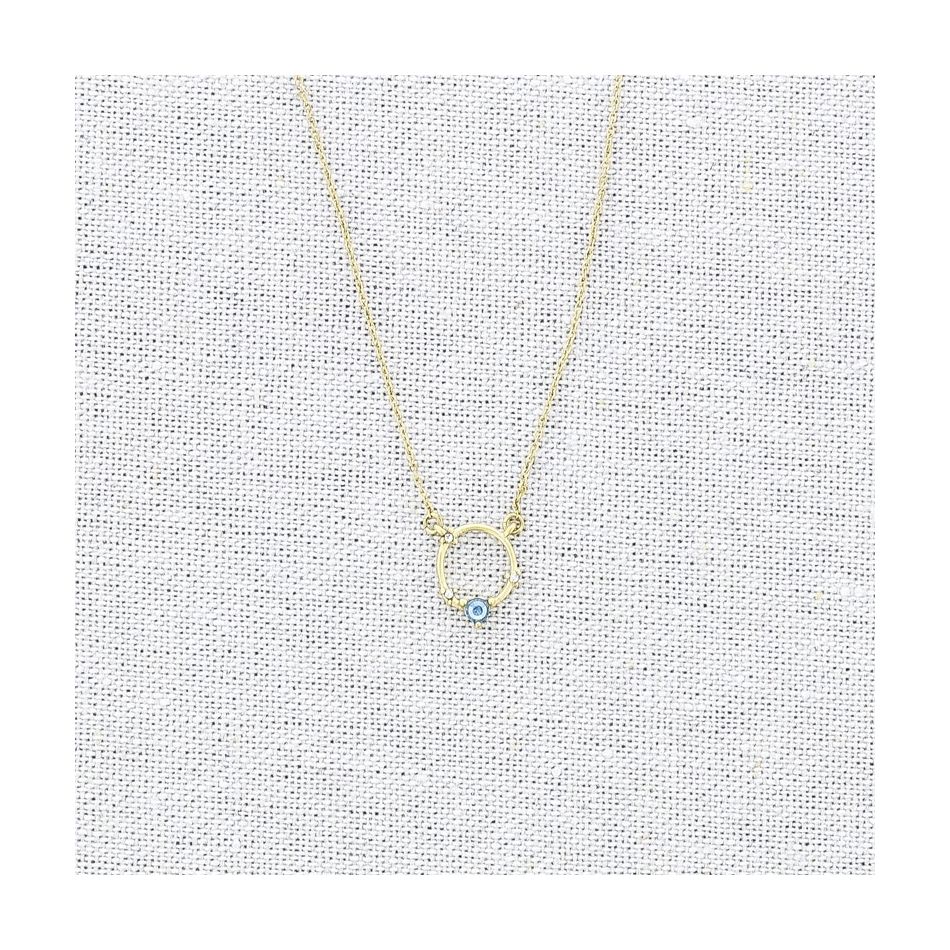 STONE RING PENDANT STEEL SHORT NECKLACE