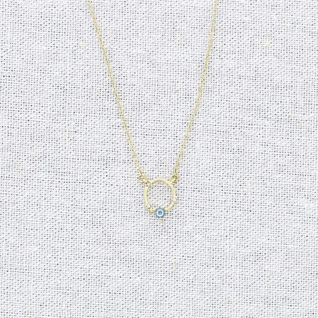 STONE RING PENDANT STEEL SHORT NECKLACE