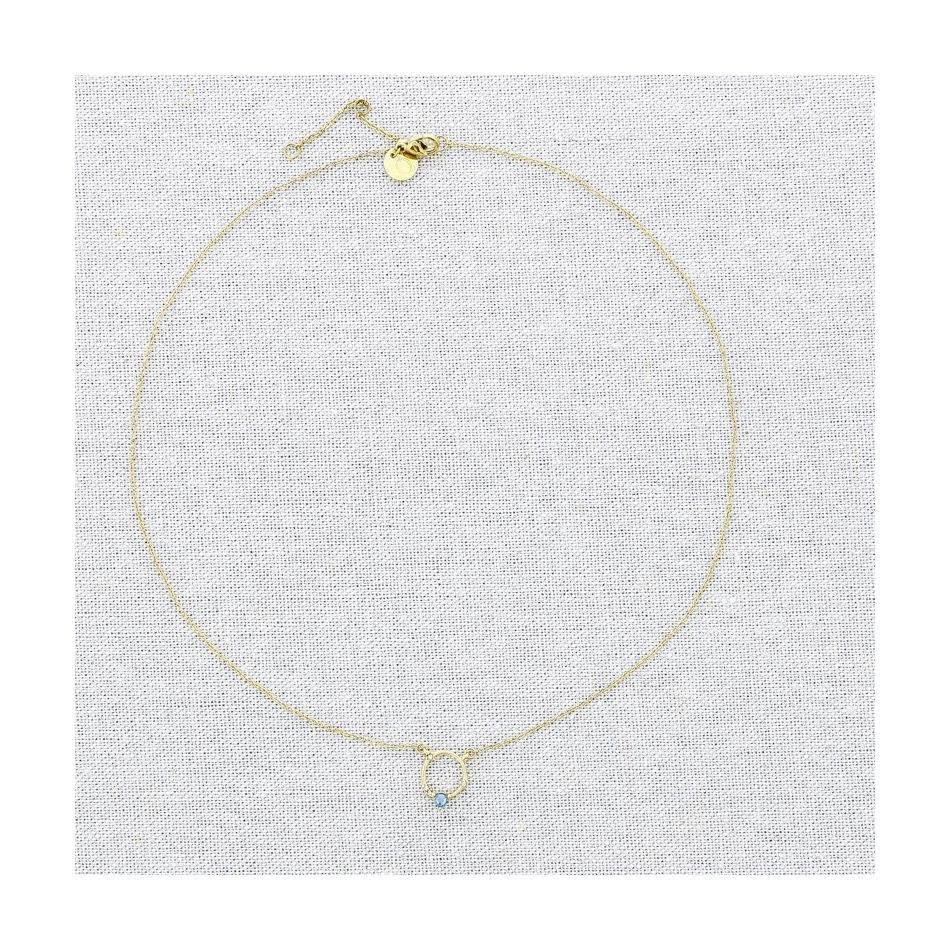 STONE RING PENDANT STEEL SHORT NECKLACE