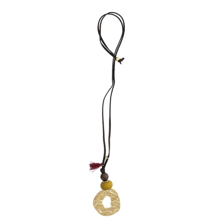 COLLAR LARGO CUENTAS RESINA COLGANTE METAL