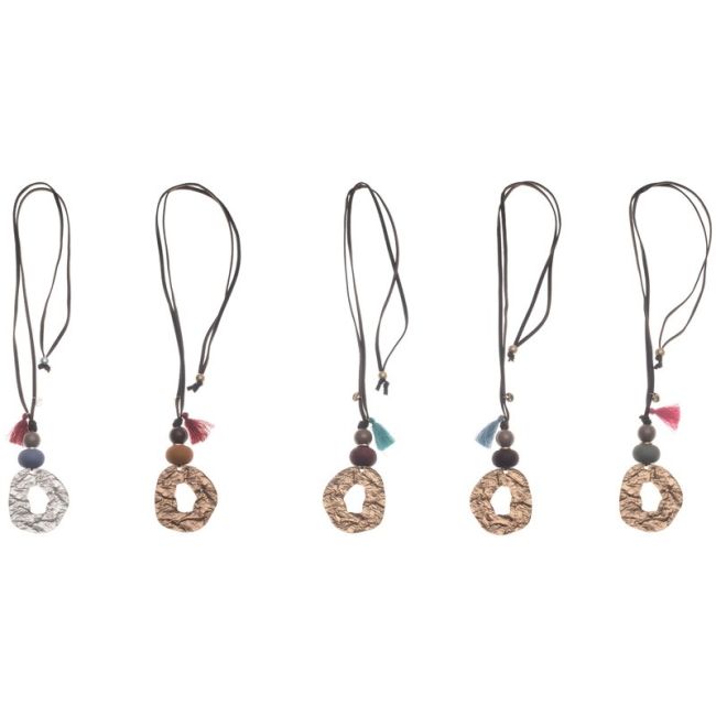 COLLAR LARGO CUENTAS RESINA COLGANTE METAL