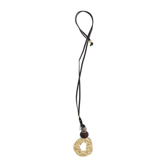 COLLAR LARGO CUENTAS RESINA COLGANTE METAL