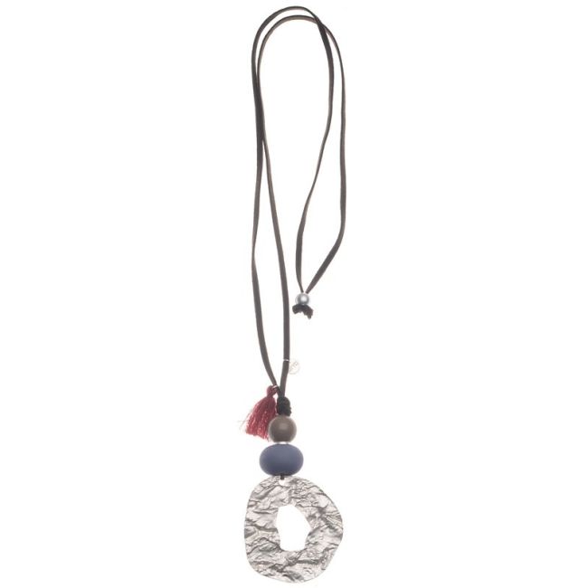 LONG NECKLACE METAL PENDANT RESIN BEADS