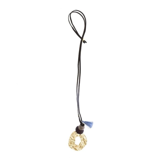 COLLAR LARGO CUENTAS RESINA COLGANTE METAL