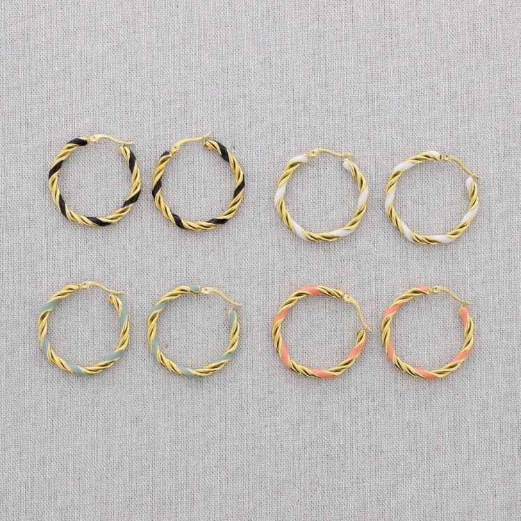 PENDIENTES ACERO ARO ESMALTE 2