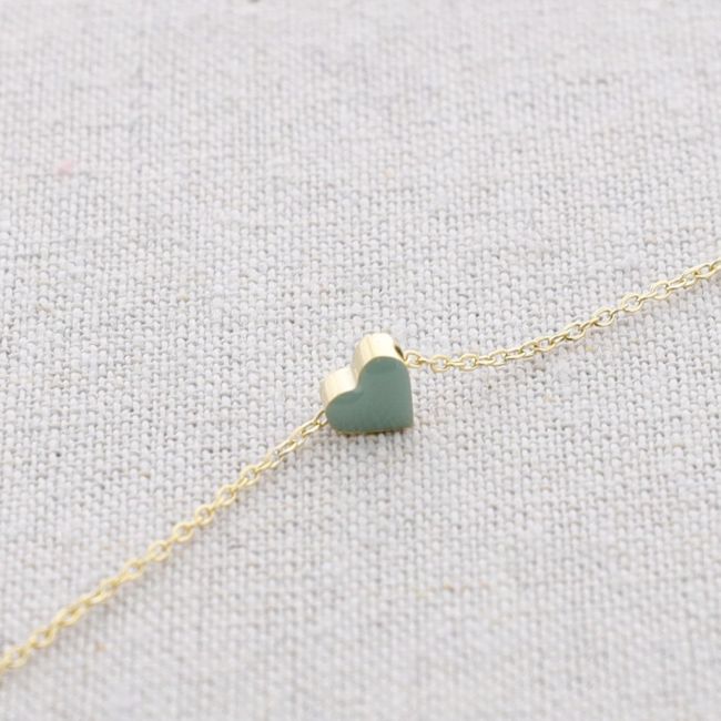 ENAMEL HEART PENDANT STEEL SHORT NECKLACE
