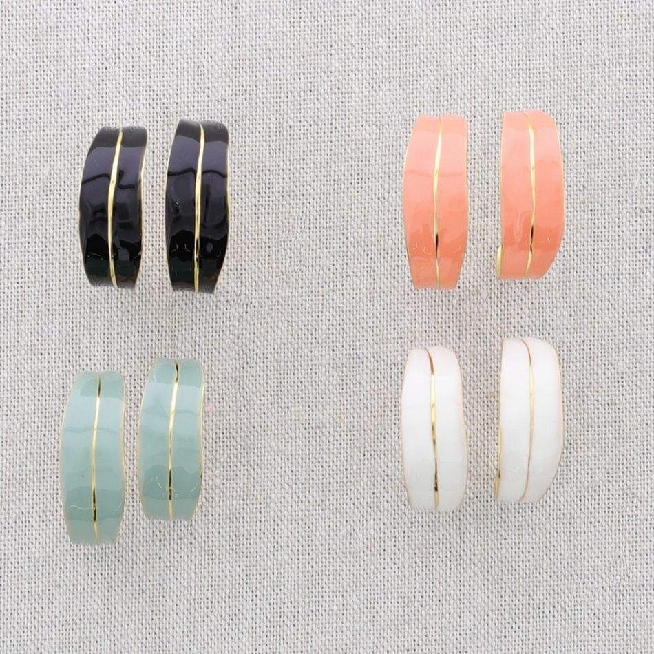 STEEL ENAMEL HOOP EARRINGS