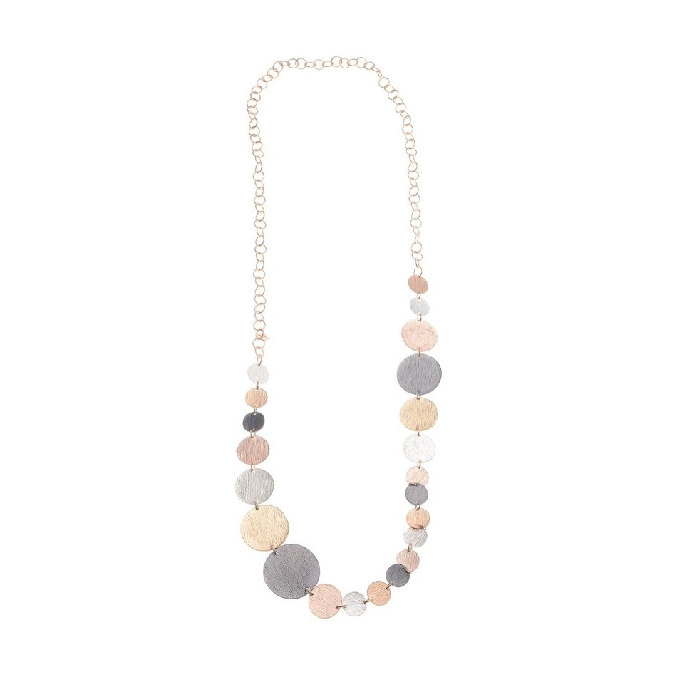 METAL MEDALS LONG CHAIN NECKLACE