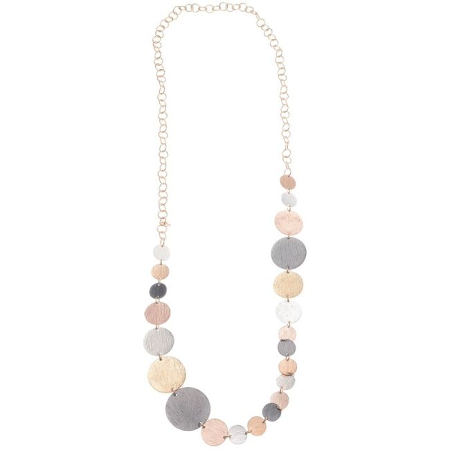 METAL MEDALS LONG CHAIN NECKLACE