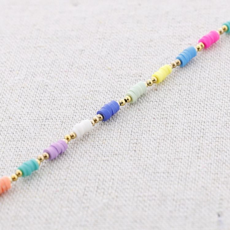 TOBILLERA ACERO CUENTAS FIMO COLORES 2