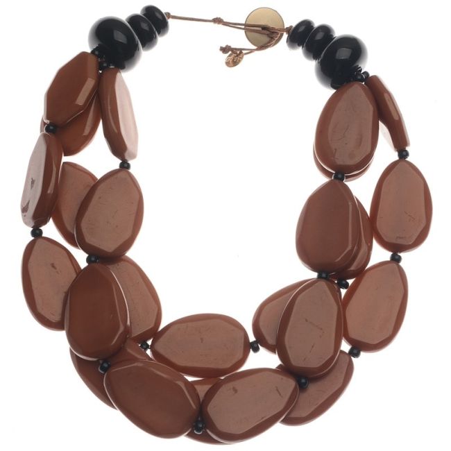 3 ROWS RESIN BEADS SHORT NECKLACE