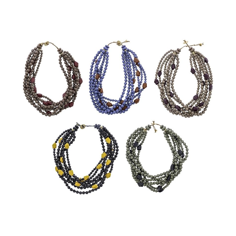 MULTI ROW RESIN BEADS SHORT NECKLACE
