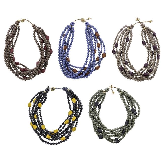 MULTI ROW RESIN BEADS SHORT NECKLACE