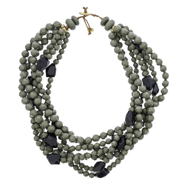 MULTI ROW RESIN BEADS SHORT NECKLACE