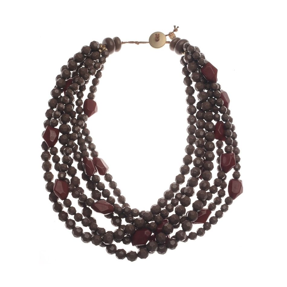 MULTI ROW RESIN BEADS SHORT NECKLACE
