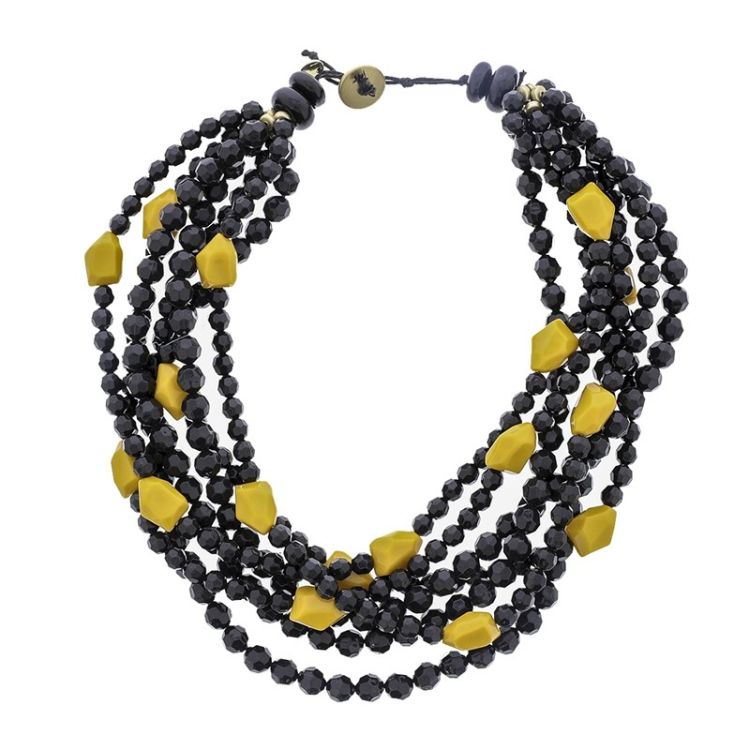 MULTI ROW RESIN BEADS SHORT NECKLACE