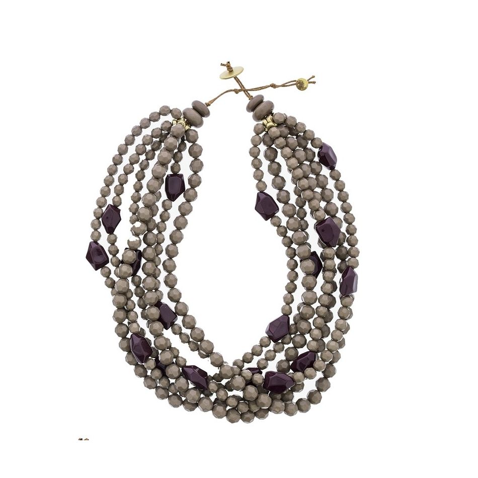 MULTI ROW RESIN BEADS SHORT NECKLACE