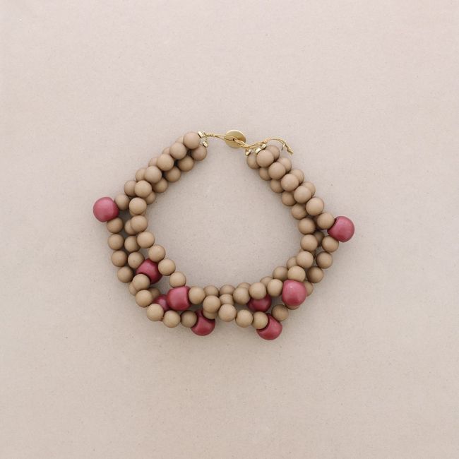 THREE ROWS RESIN BEADS SHORT NECKLACE