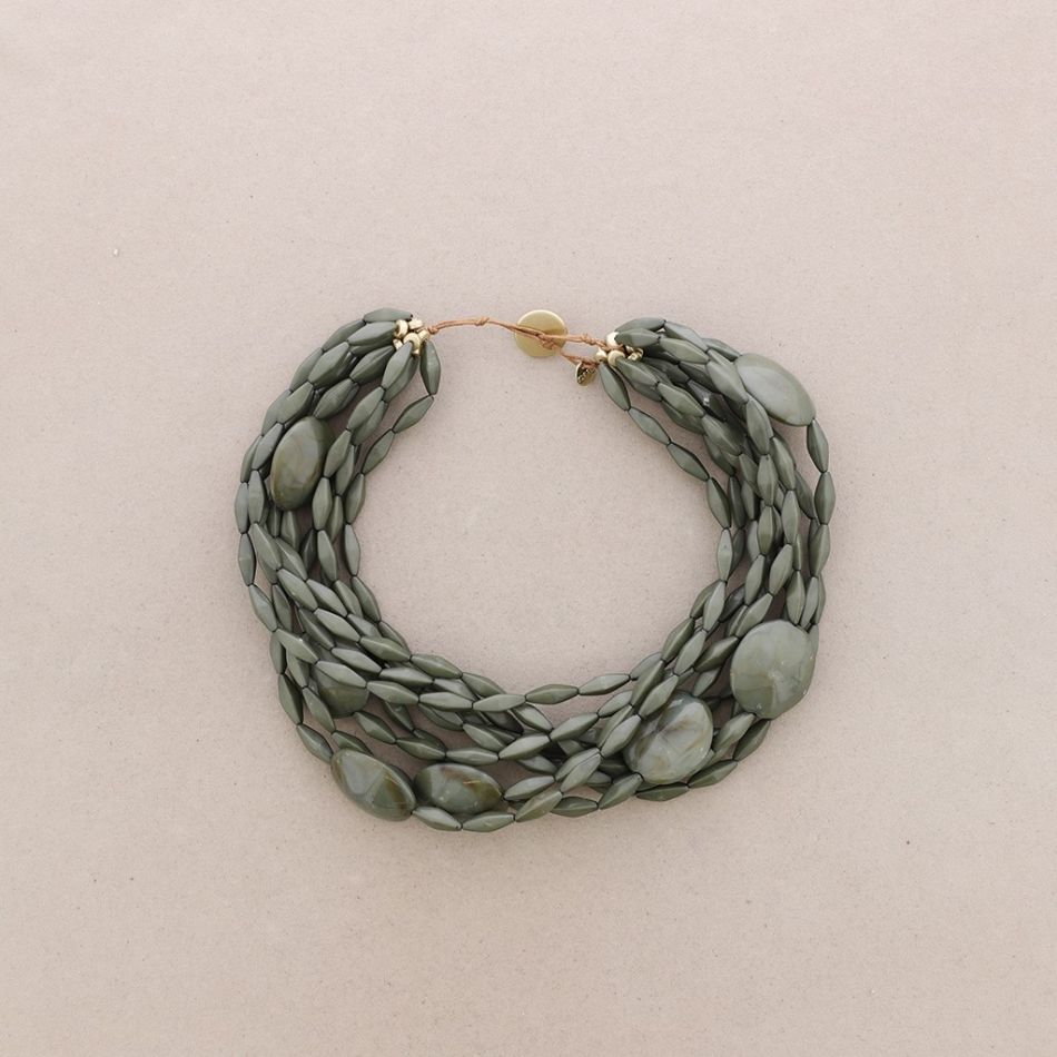 MULTI ROW RESIN BEADS SHORT NECKLACE